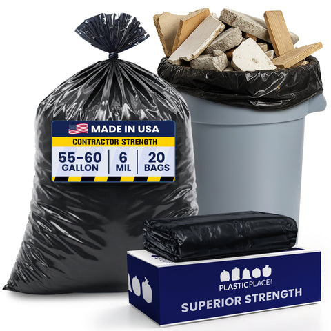 55-60 Gallon Contractor Bags - 6.0 Mil - 20/Case