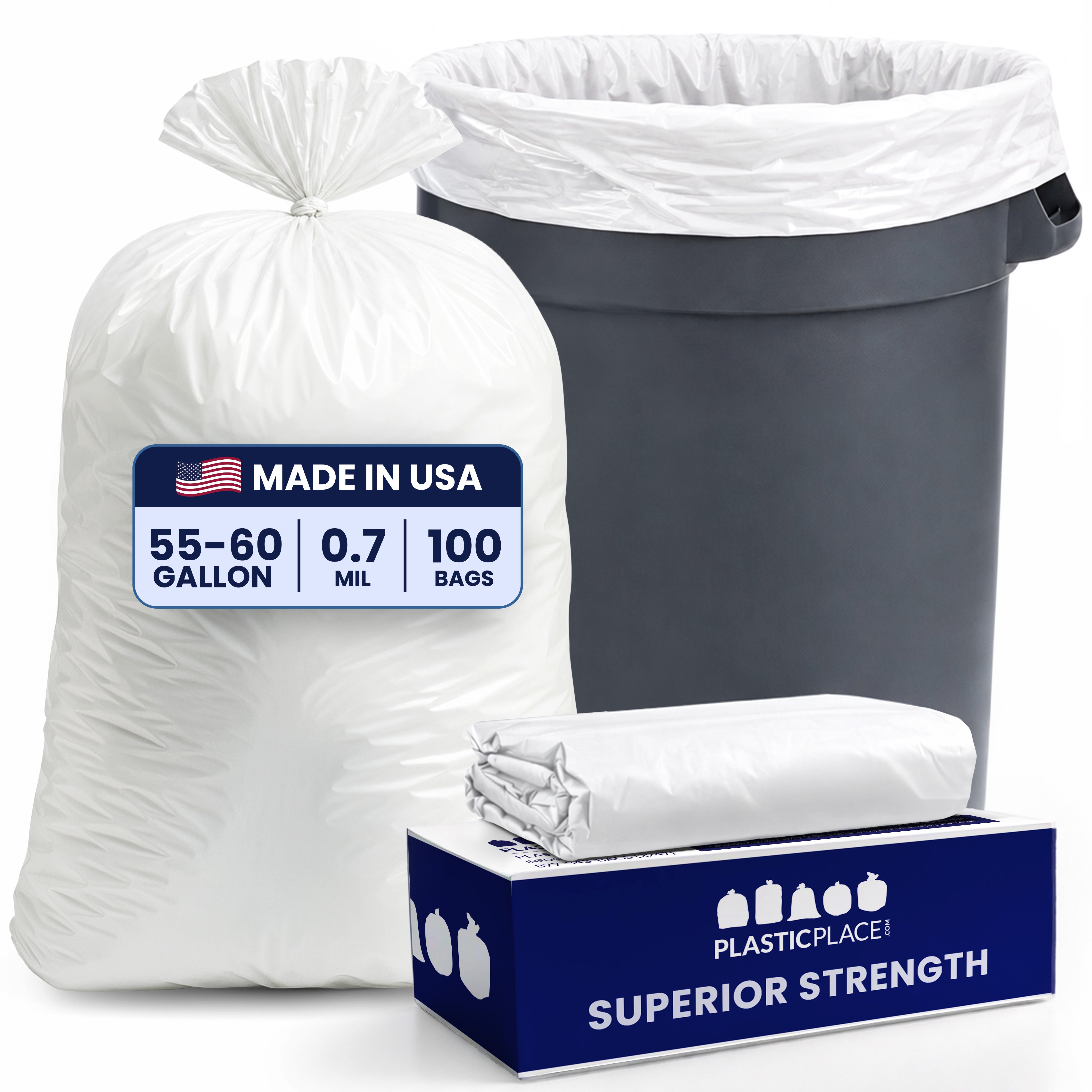55-60 Gallon Trash Bags - 0.7 Mil - 100/Case