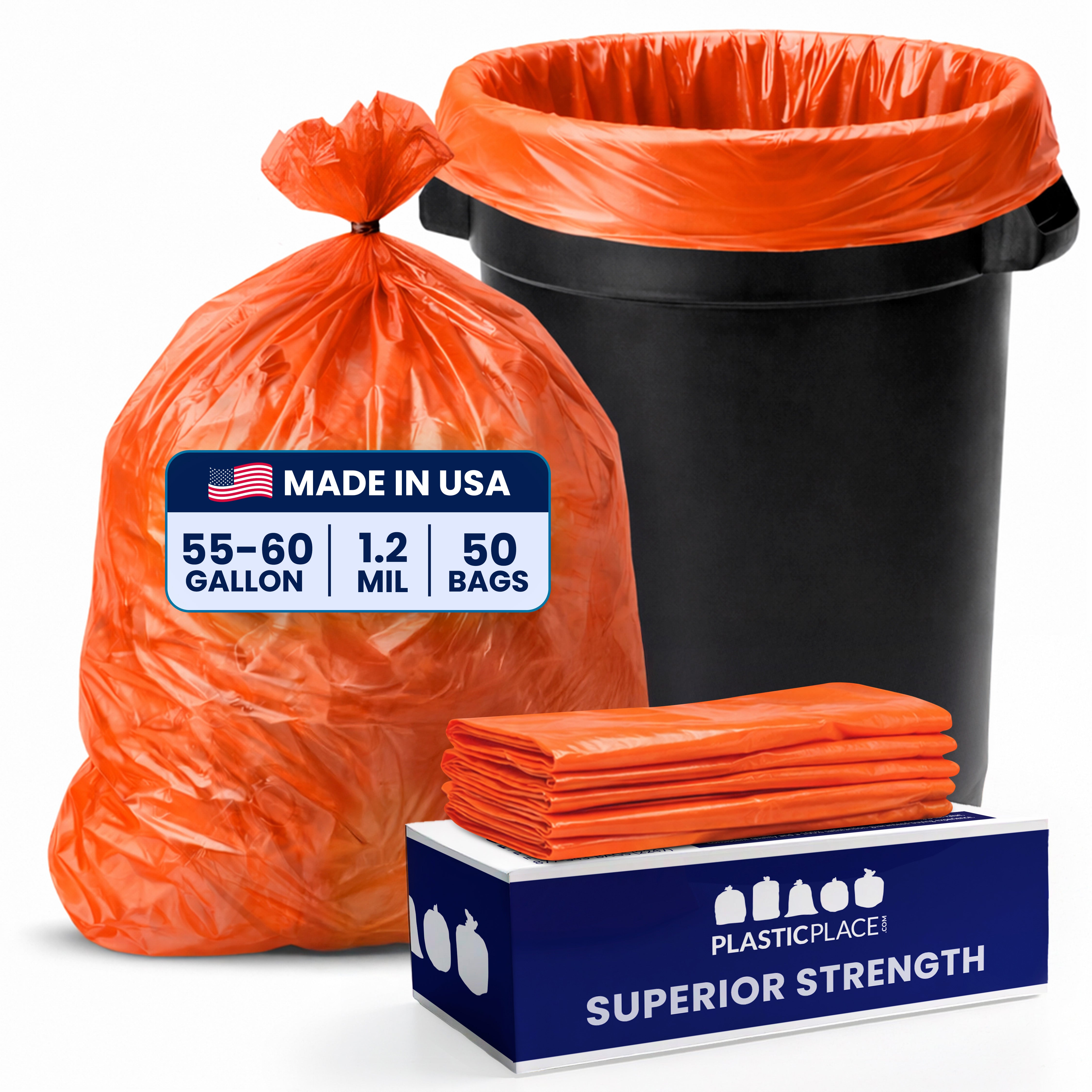 55-60 Gallon Trash Bags - 1.2 Mil - 50/Case