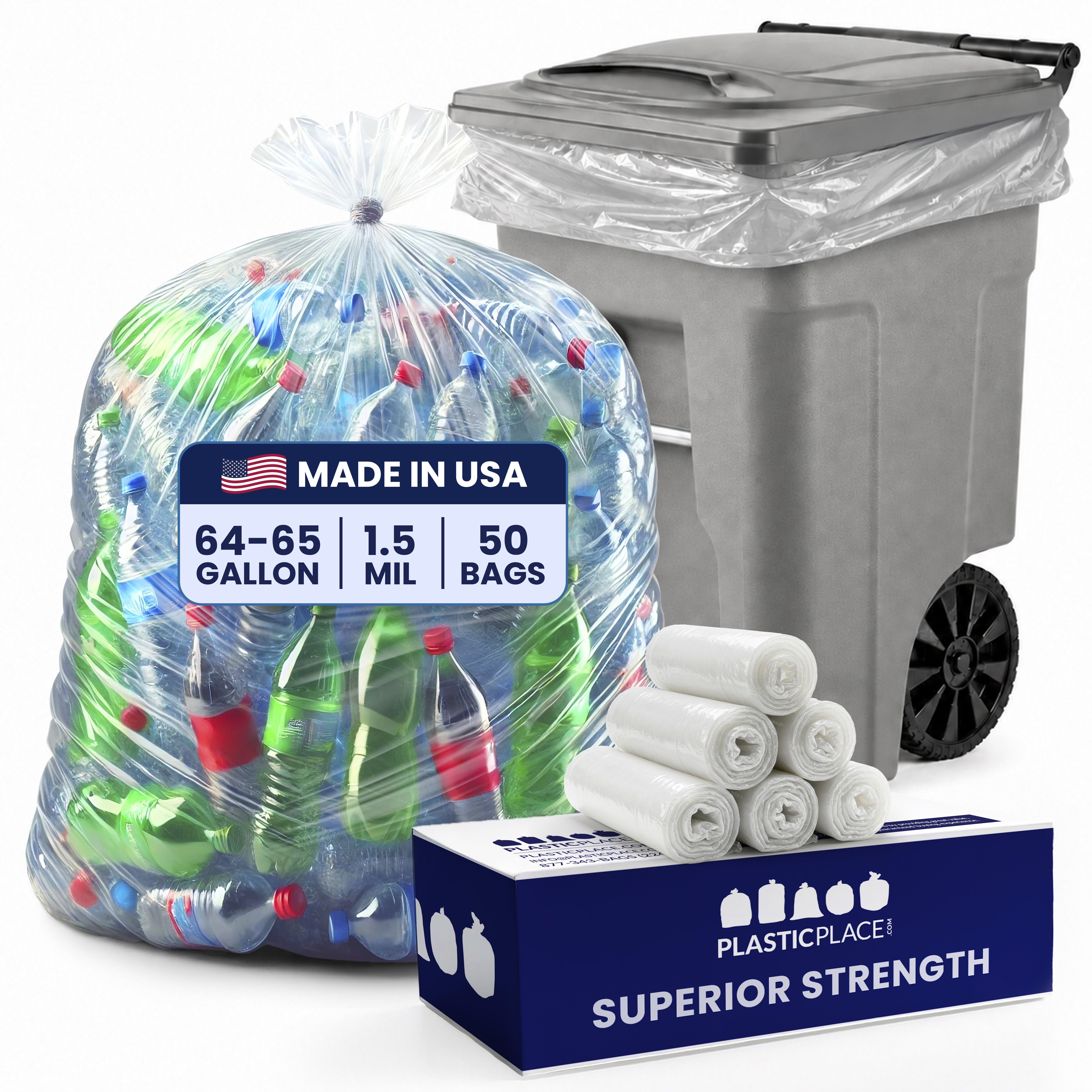 64 Gallon Toter® Compatible Trash Bags - 1.5 Mil - 50/Case
