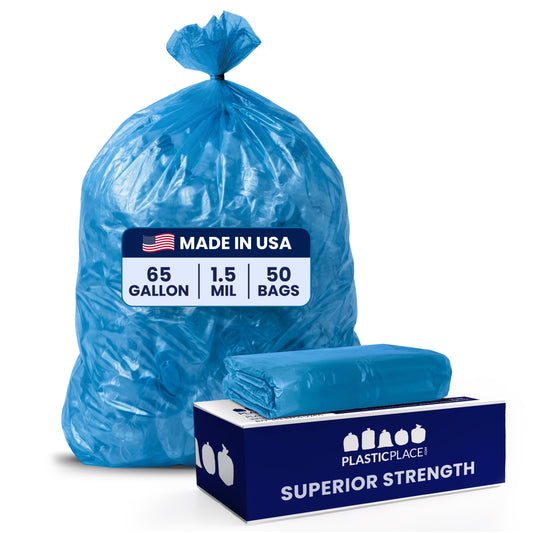 65 Gallon Recycling Bags - 1.5 Mil - 50/Case