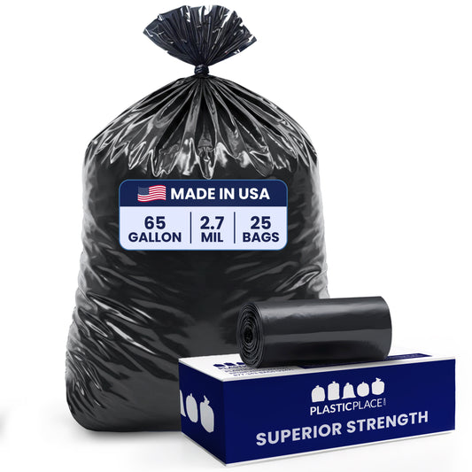 65 Gallon Extra Heavy Trash Bags - 2.7 Mil - 25/Case