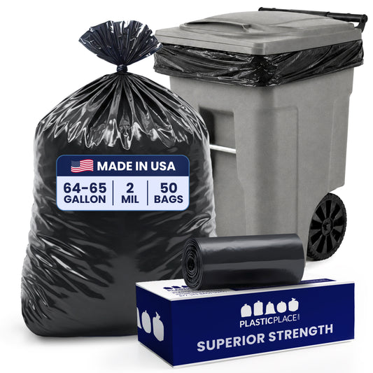 64-65 Gallon Toter Compatible Trash Bags - 2.0 Mil - 50/Case