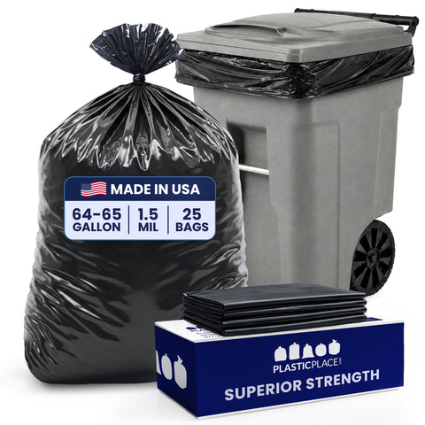 64 Gallon Toter Compatible Trash Bags - 1.5 Mil - 25/Case