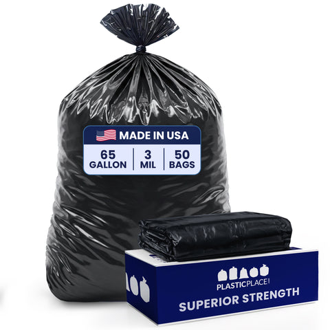 65 Gallon Extra Heavy Trash Bags - 3.0 Mil - 50/Case
