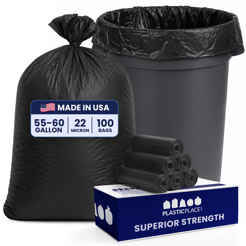 55-60 Gallon High Density Bags - 22 Micron - 100/Case