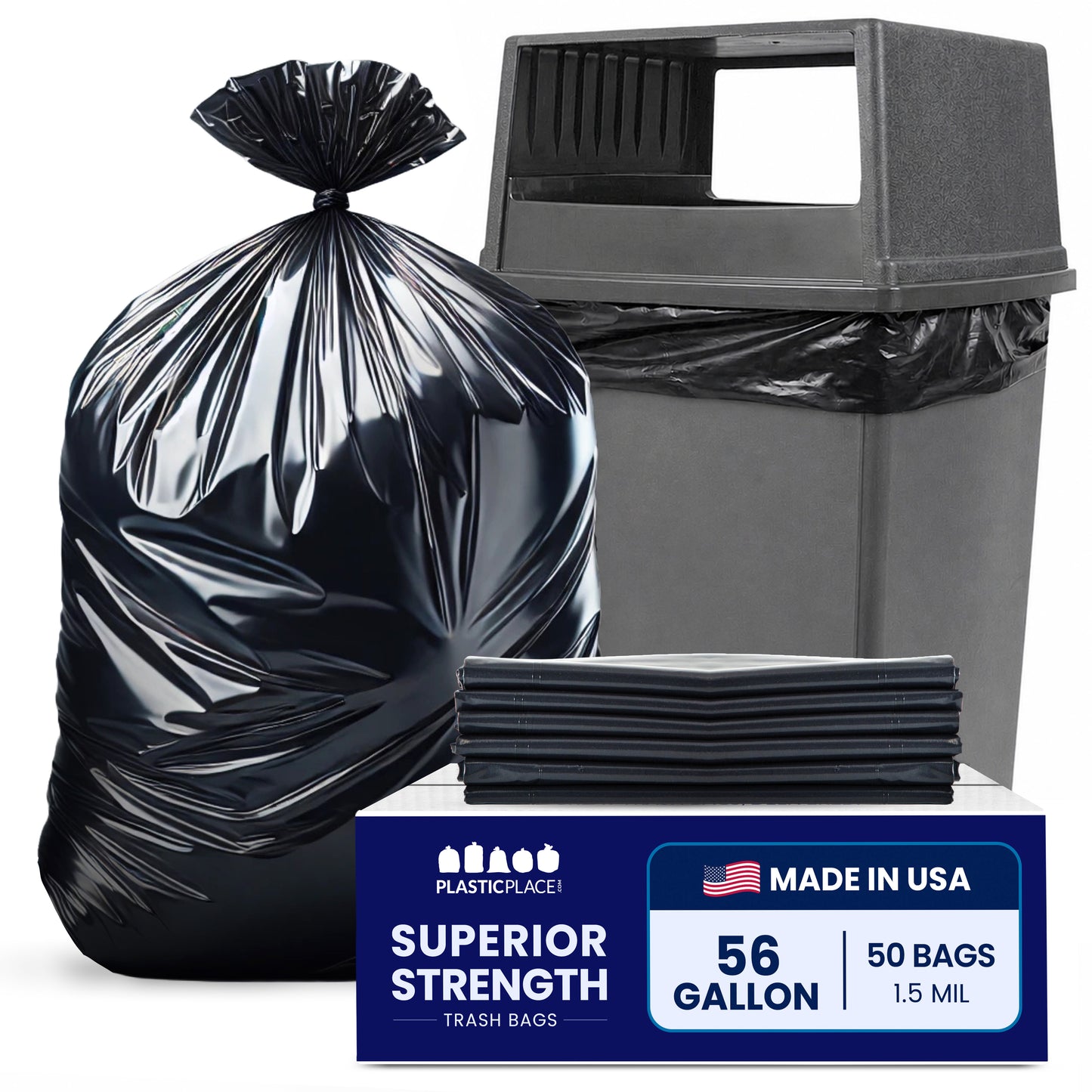 56 Gallon Glutton Trash Bags - 1.5 Mil - 50/Case