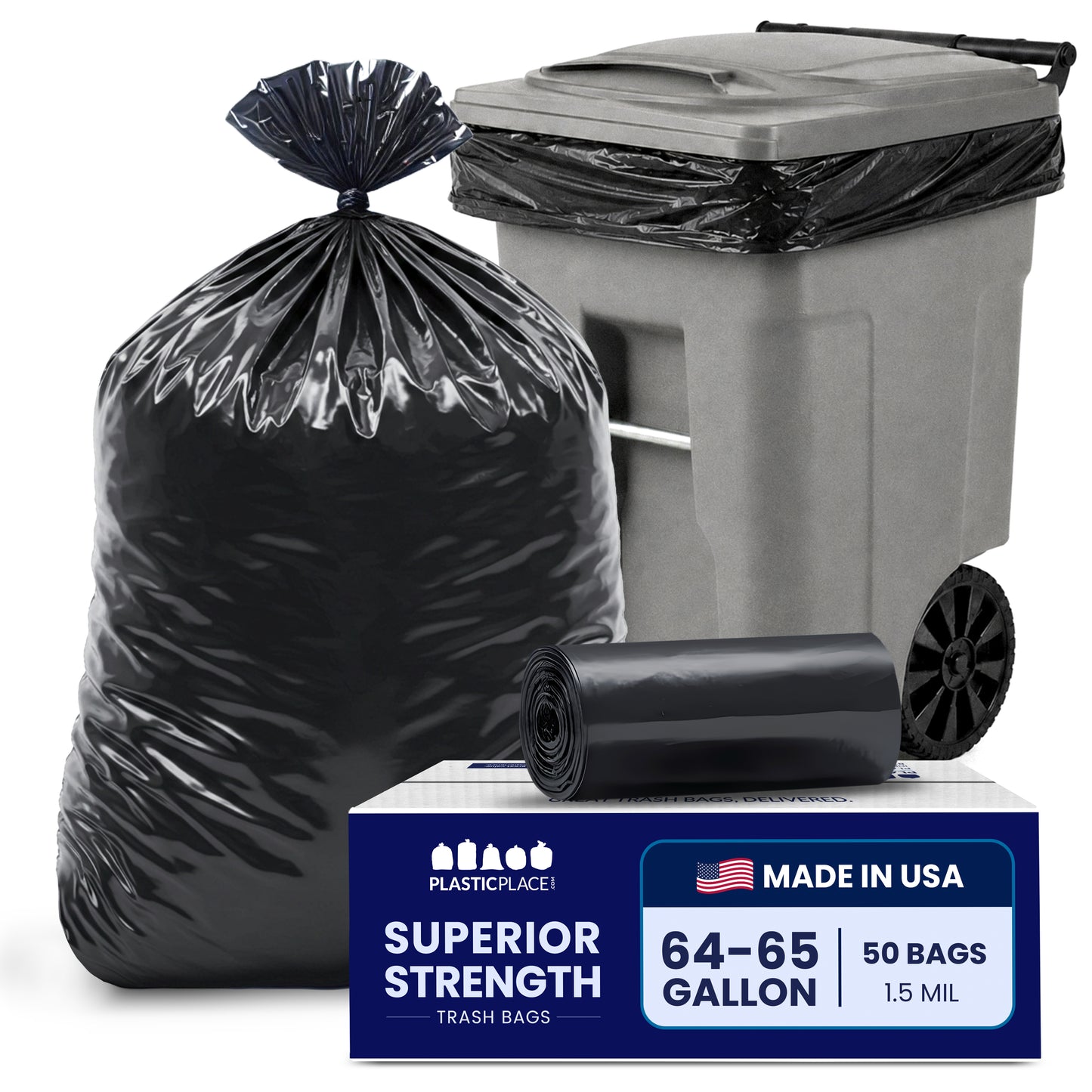 64 Gallon Toter® Compatible Trash Bags - 1.5 Mil - 50/Case