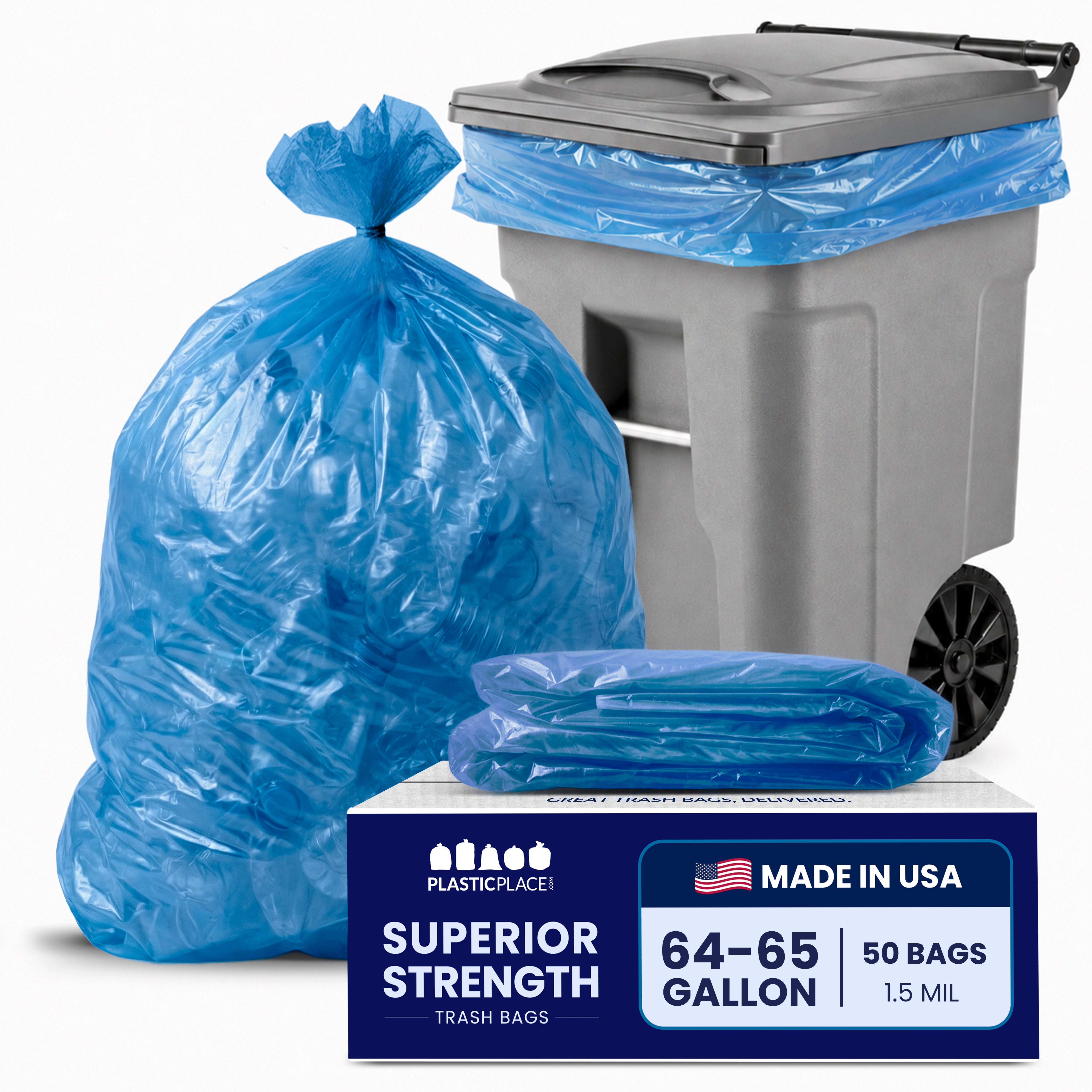 64 Gallon Toter Compatible Recycling Bags - 1.5 Mil - 50/Case