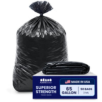 65 Gallon Extra Heavy Trash Bags - 3.0 Mil - 50/Case