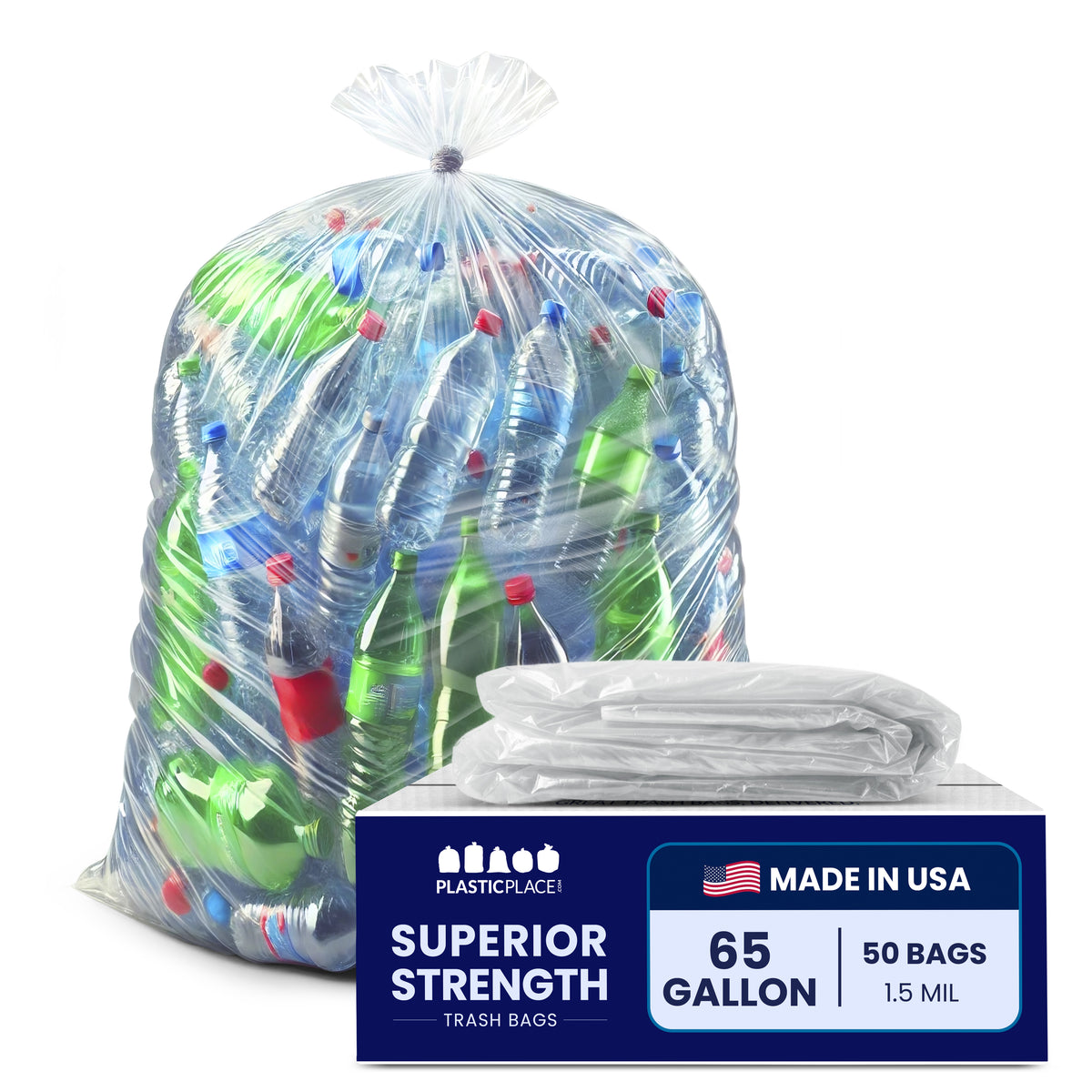 65 Gallon Trash Bags - 1.5 Mil - 50/Case