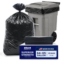 64 Gallon Toter Compatible Trash Bags - 1.5 Mil - 25/Case