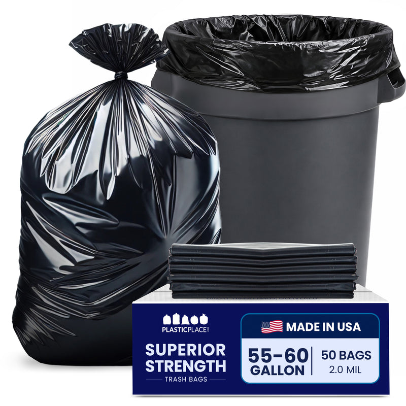 55-60 Gallon Trash Bags - 2.0 Mil - 50/Case