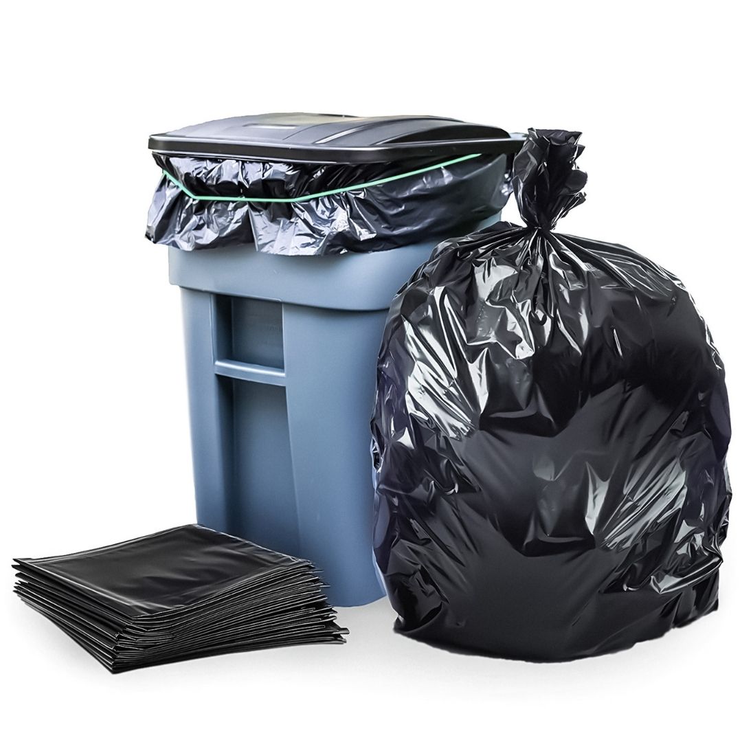 64-Gallon Toter Compatible Strong Black Trash Bags on Rolls - Plasticplace