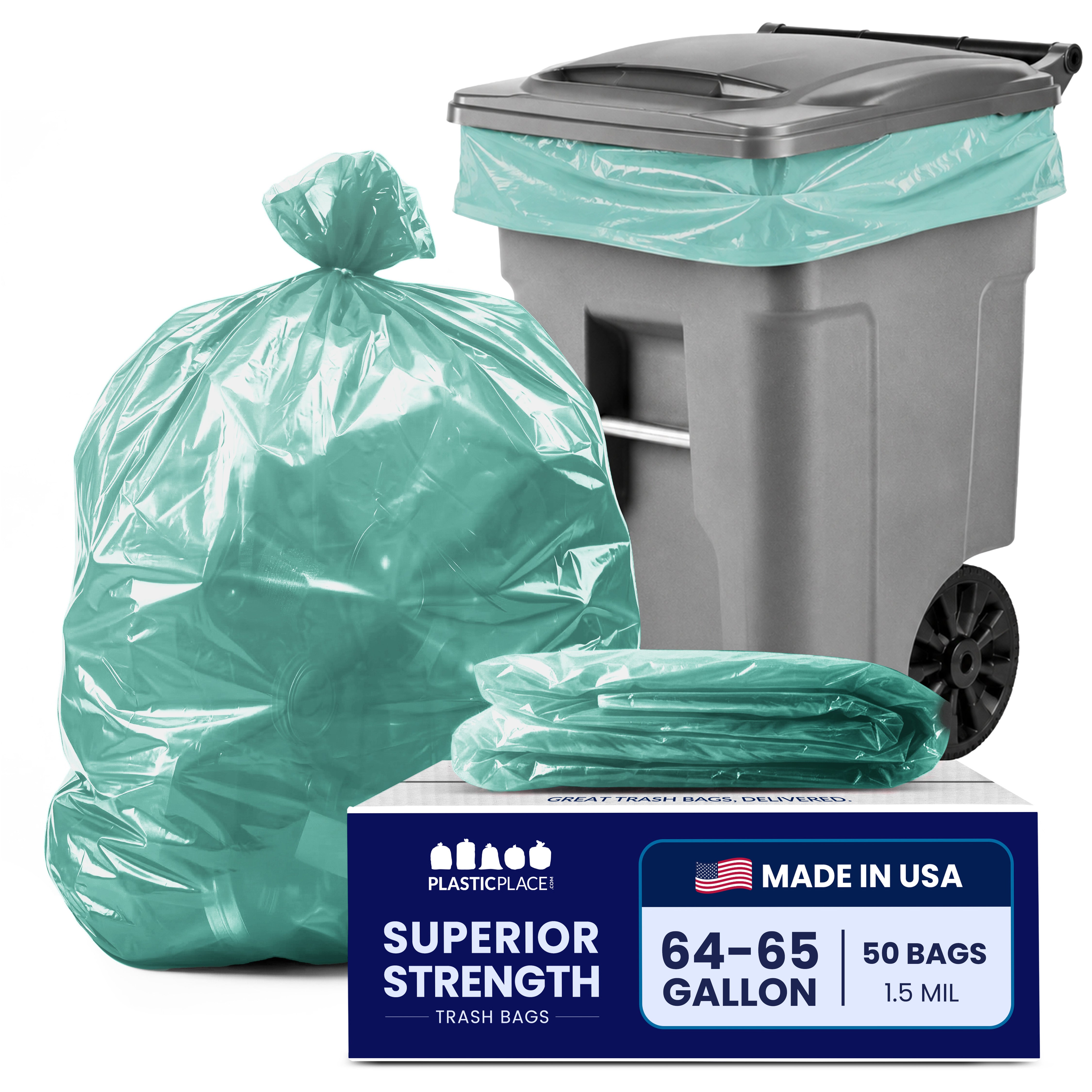 64 Gallon Toter Compatible Trash Bags - 1.5 Mil - 50/Case