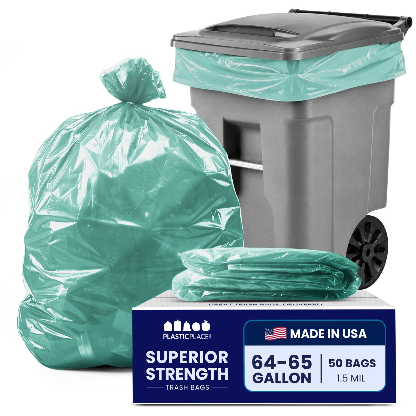 64 Gallon Toter Compatible Trash Bags - 1.5 Mil - 50/Case