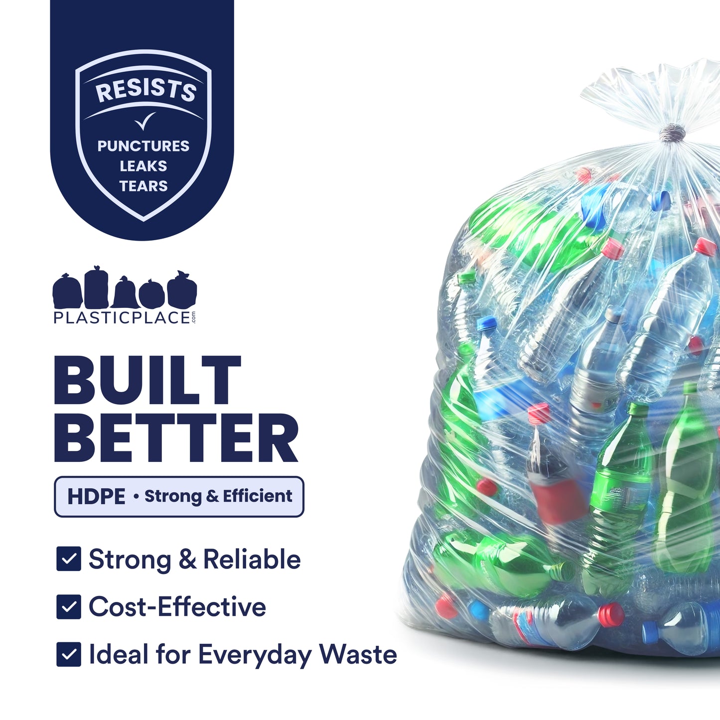 55-60 Gallon High Density Bags - 17 Micron - 150/Case