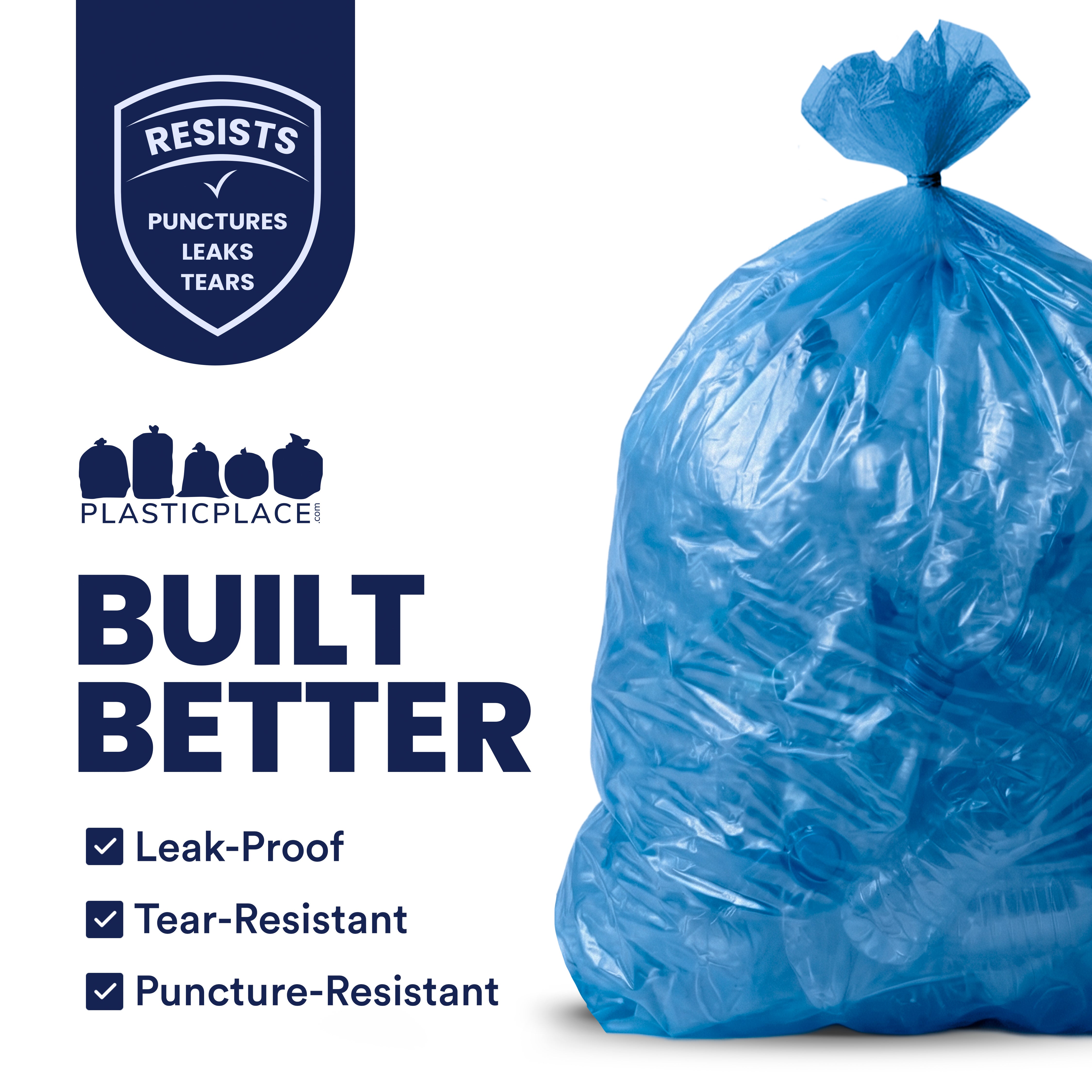 55 Gallon Recycling Bags - 1.5 Mil - 100/Case