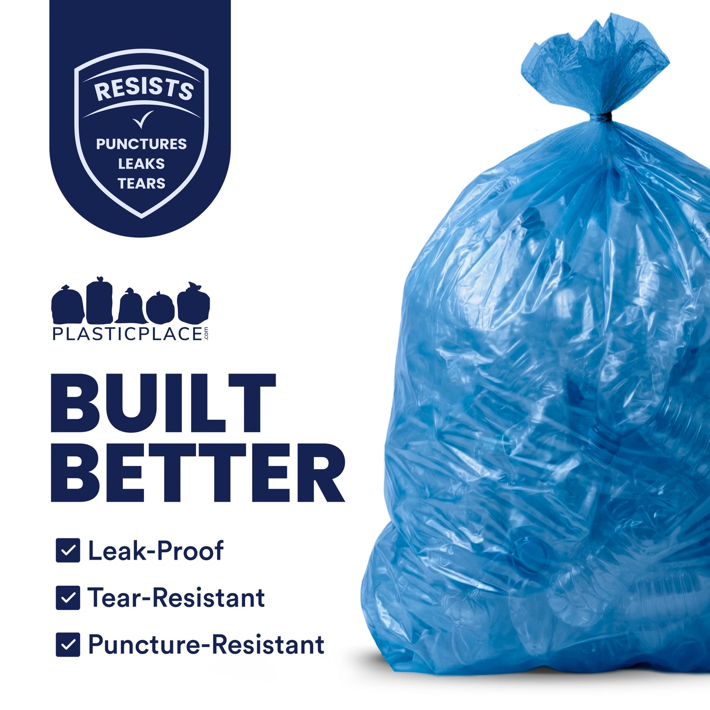 55-60 Gallon Recycling Bags - 1.2 Mil - 100/Case