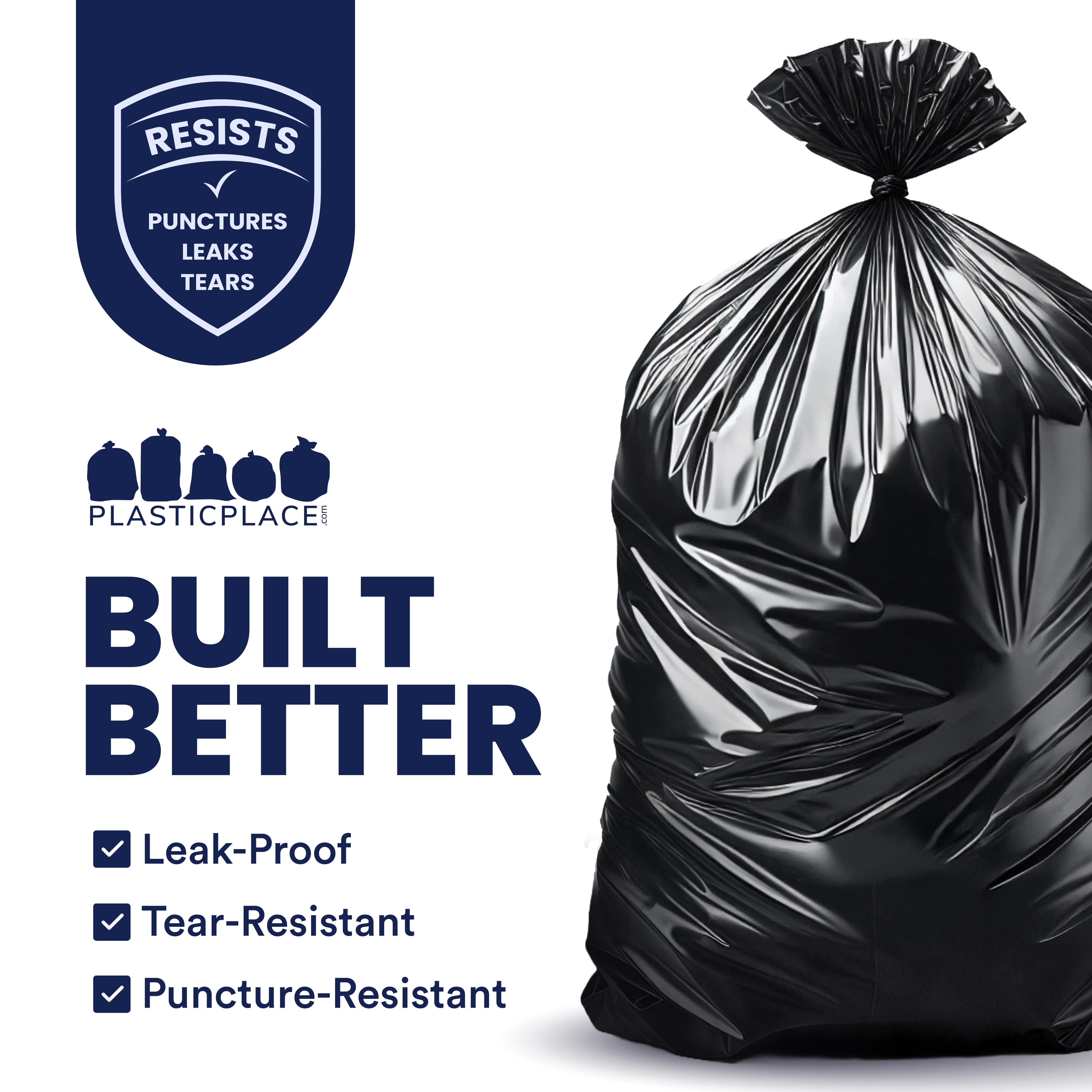 65 Gallon Extra Heavy Trash Bags - 3.0 Mil - 50/Case