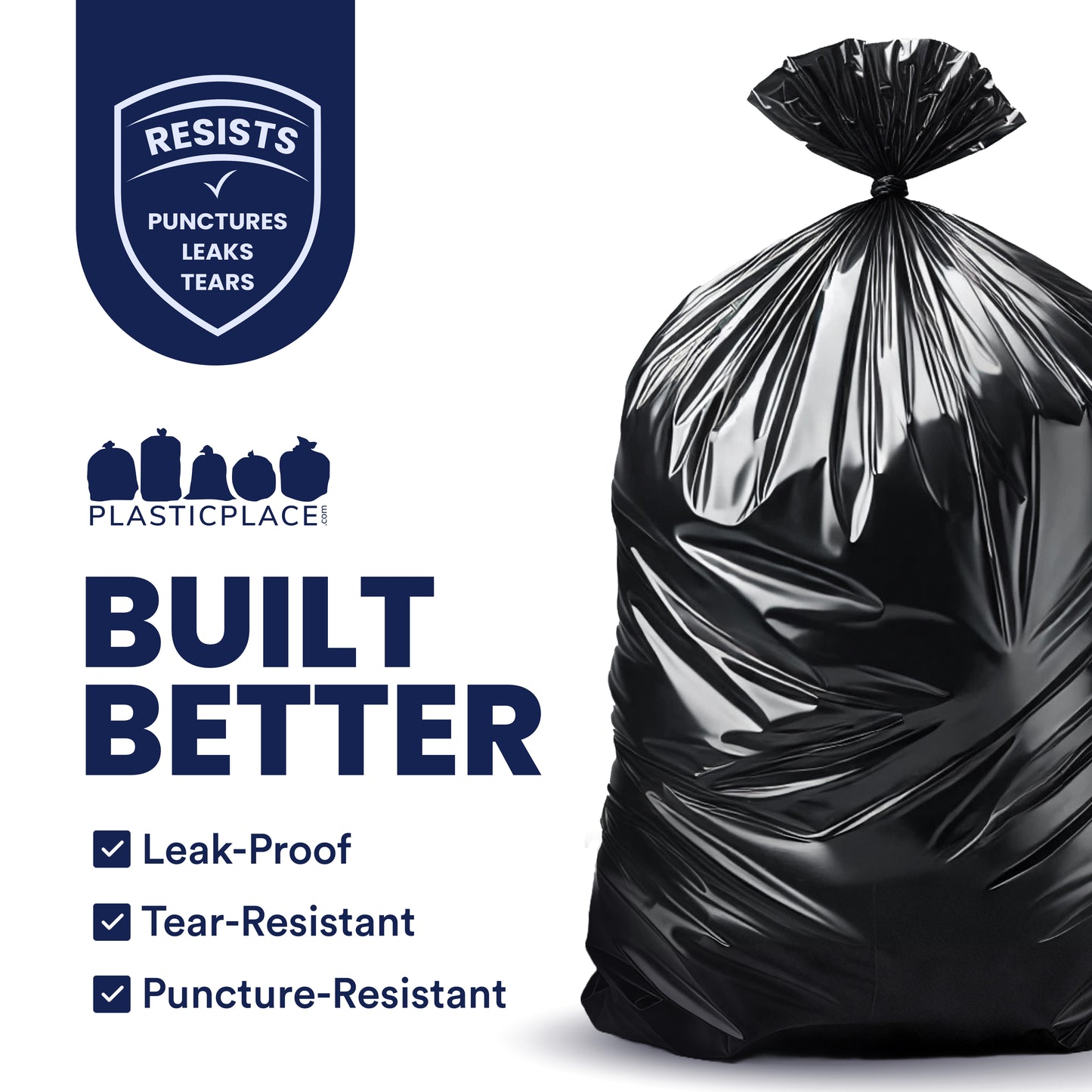 65 Gallon Extra Heavy Trash Bags - 3.0 Mil - 50/Case