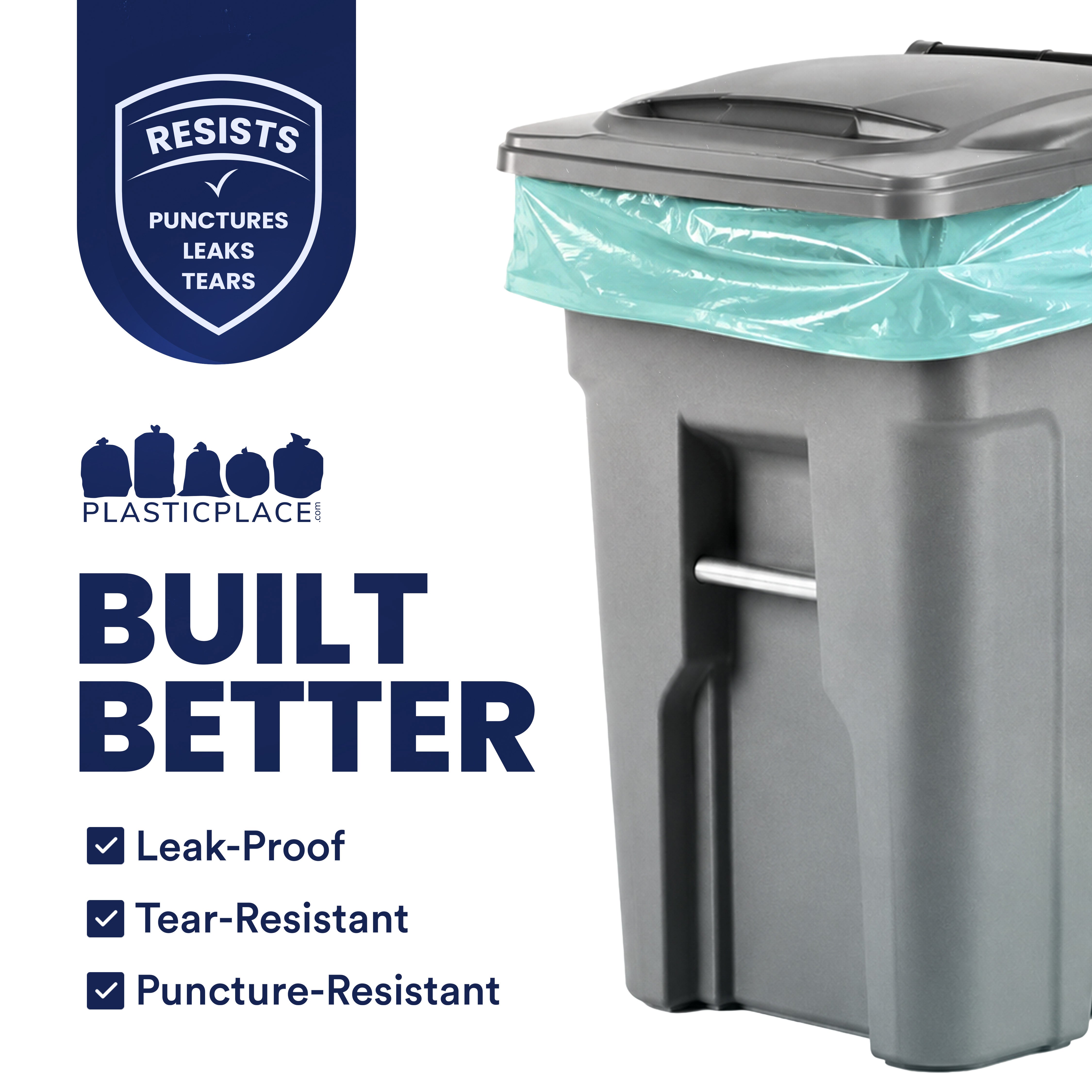 64 Gallon Toter Compatible Trash Bags - 1.5 Mil - 50/Case