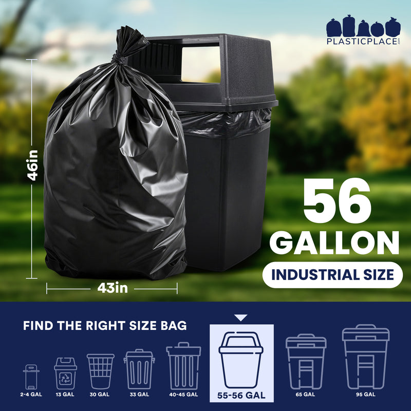 56 Gallon Glutton Trash Bags - 1.5 Mil - 100/Case