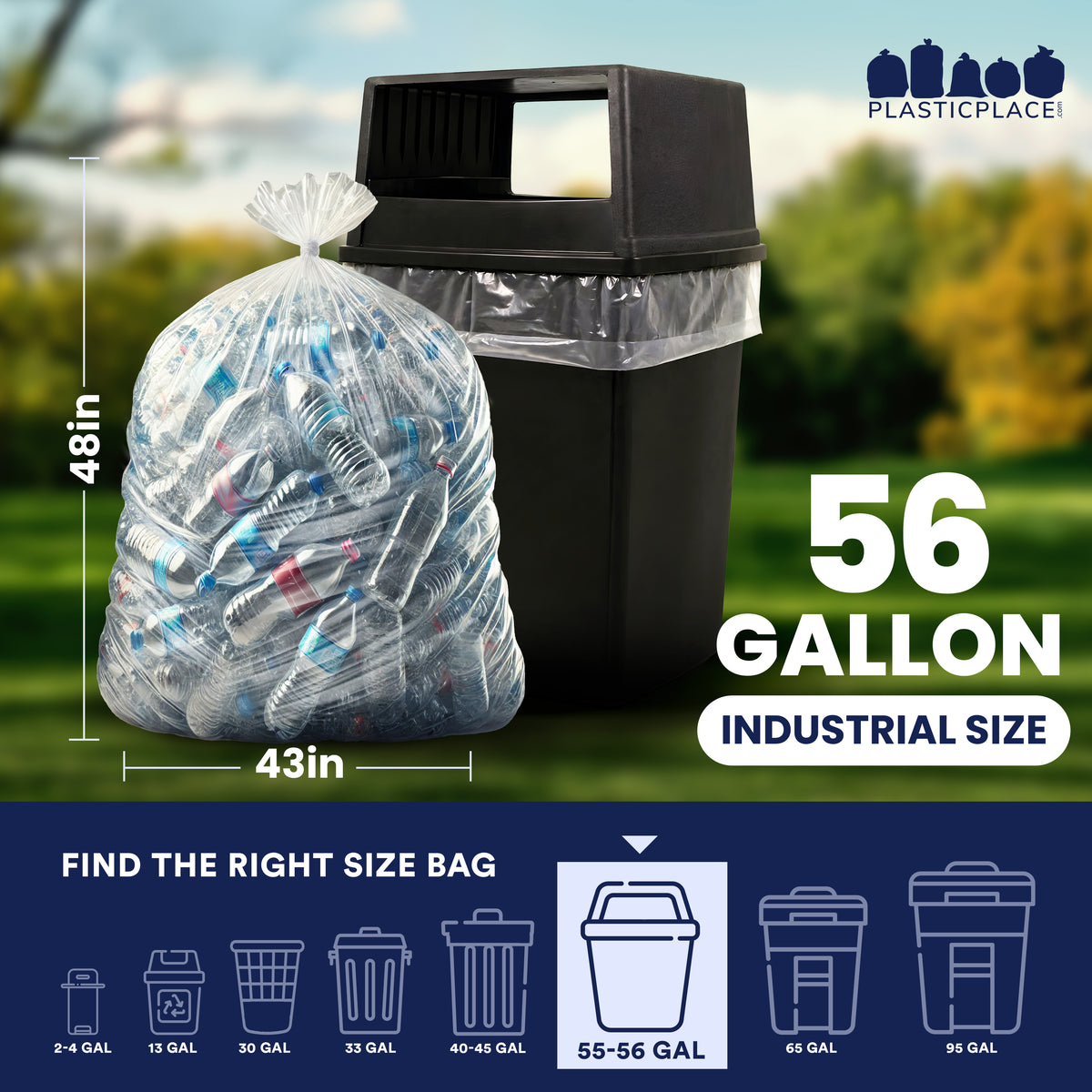 56 Gallon Glutton High Density Bags - 12 Micron - 150/Case