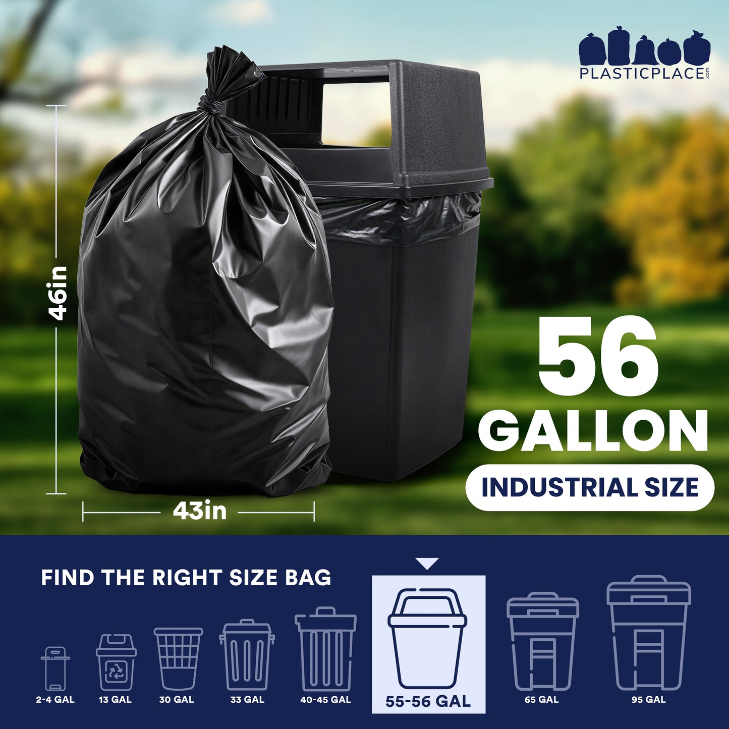56 Gallon Glutton Trash Bags - 2.0 Mil - 50/Case