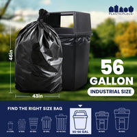 56 Gallon Glutton Trash Bags - 2.0 Mil - 50/Case