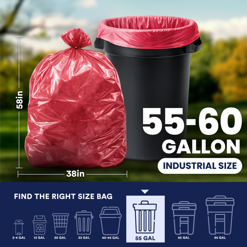 55-60 Gallon Trash Bags - 1.2 Mil - 50/Case