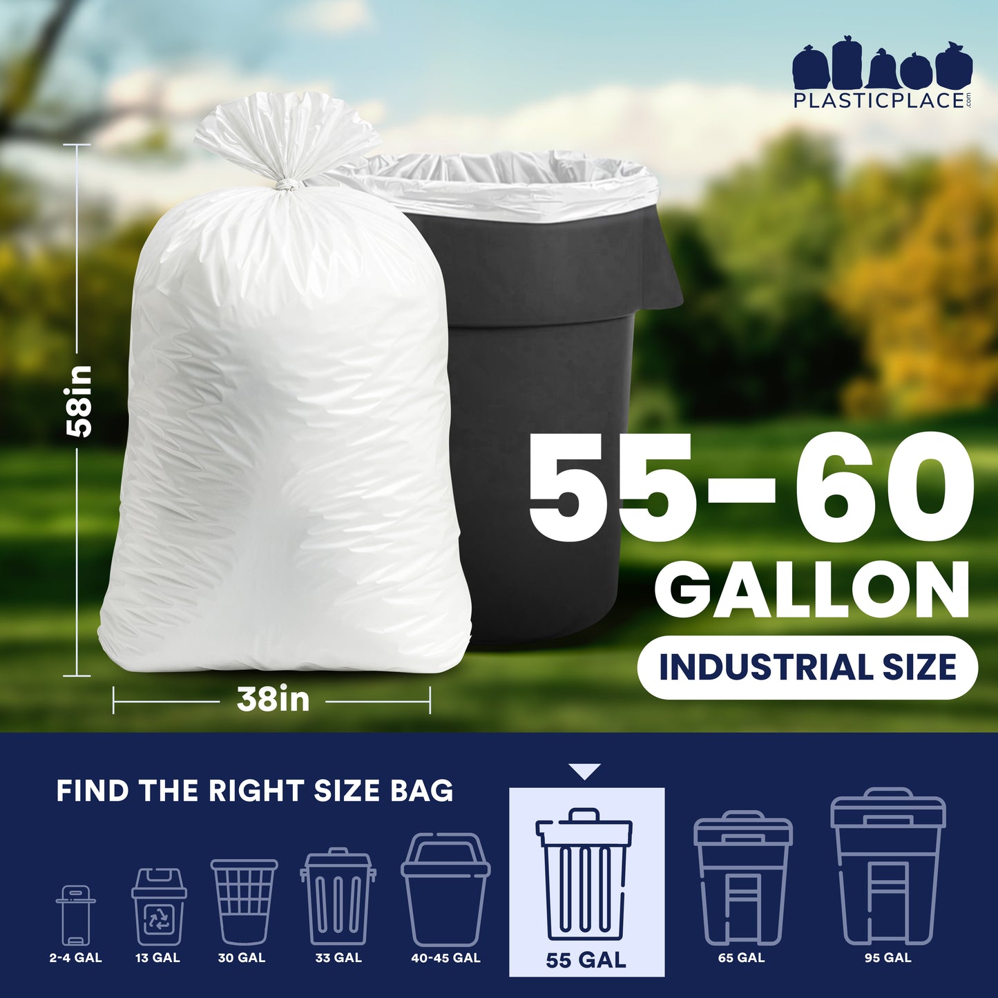 55-60 Gallon Trash Bags - 0.7 Mil - 100/Case