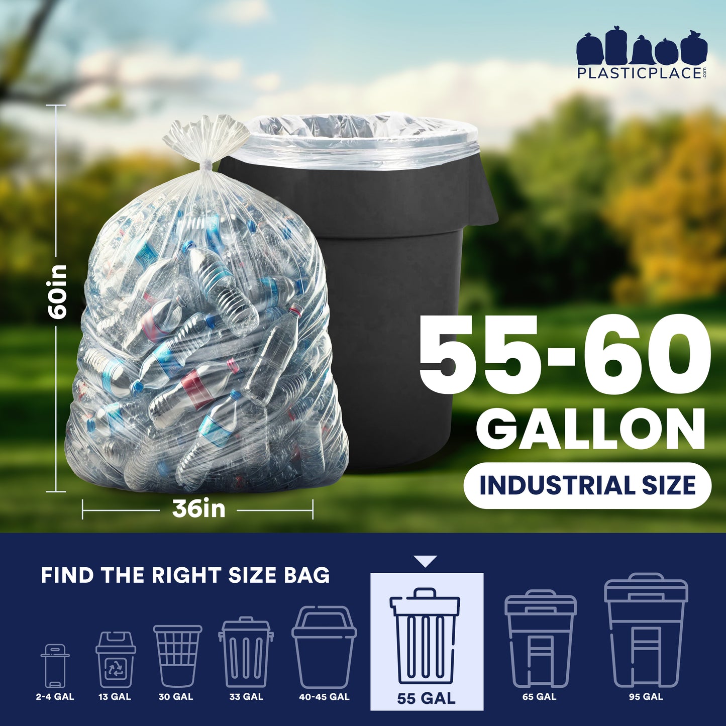 55-60 Gallon High Density Bags - 17 Micron - 150/Case