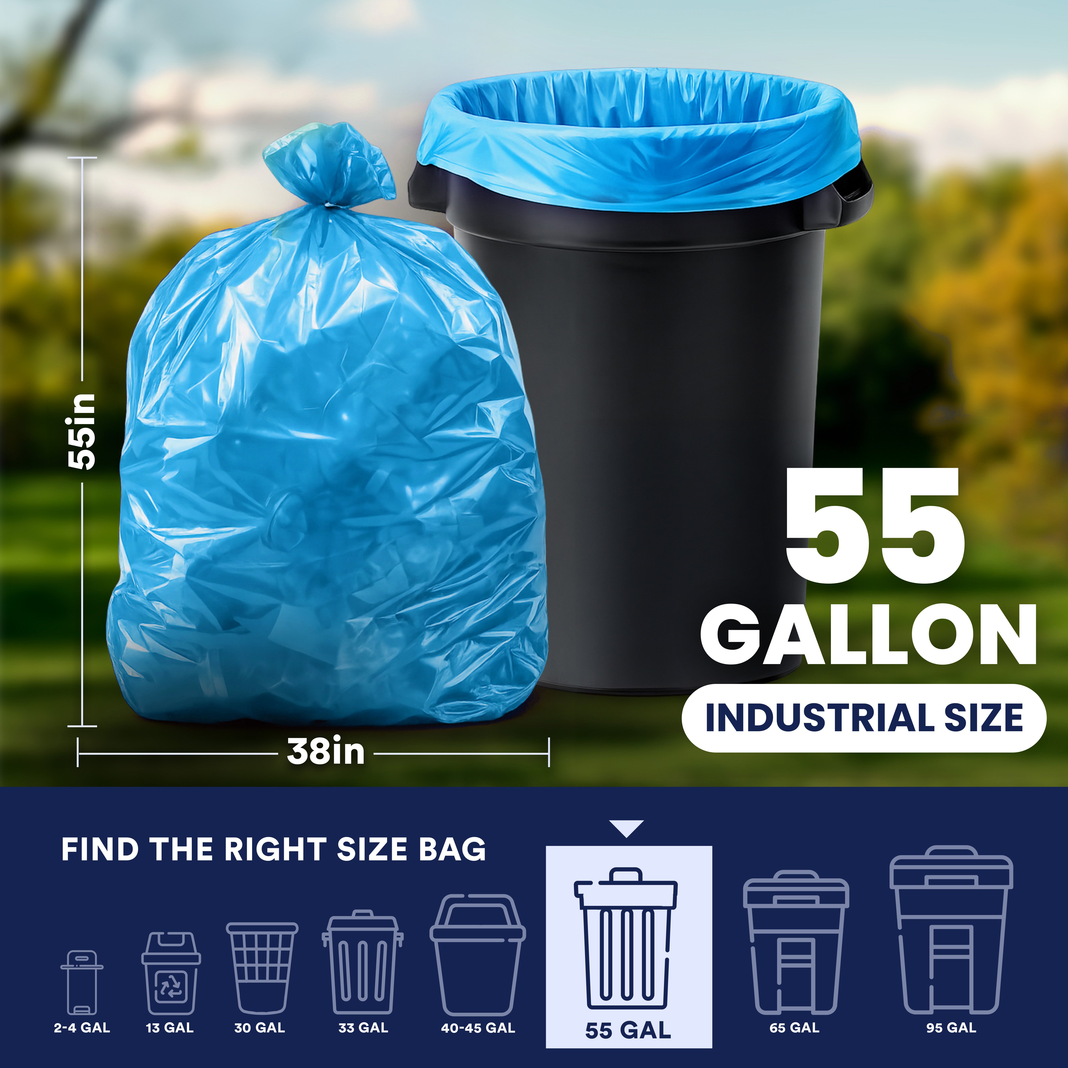 55 Gallon Recycling Bags - 1.5 Mil - 100/Case