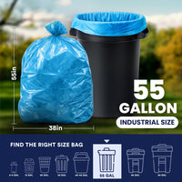 55 Gallon Recycling Bags - 1.5 Mil - 100/Case