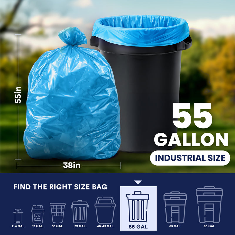 55 Gallon Recycling Bags - 1.5 Mil - 100/Case