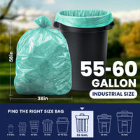 55-60 Gallon Trash Bags - 1.2 Mil - 50/Case