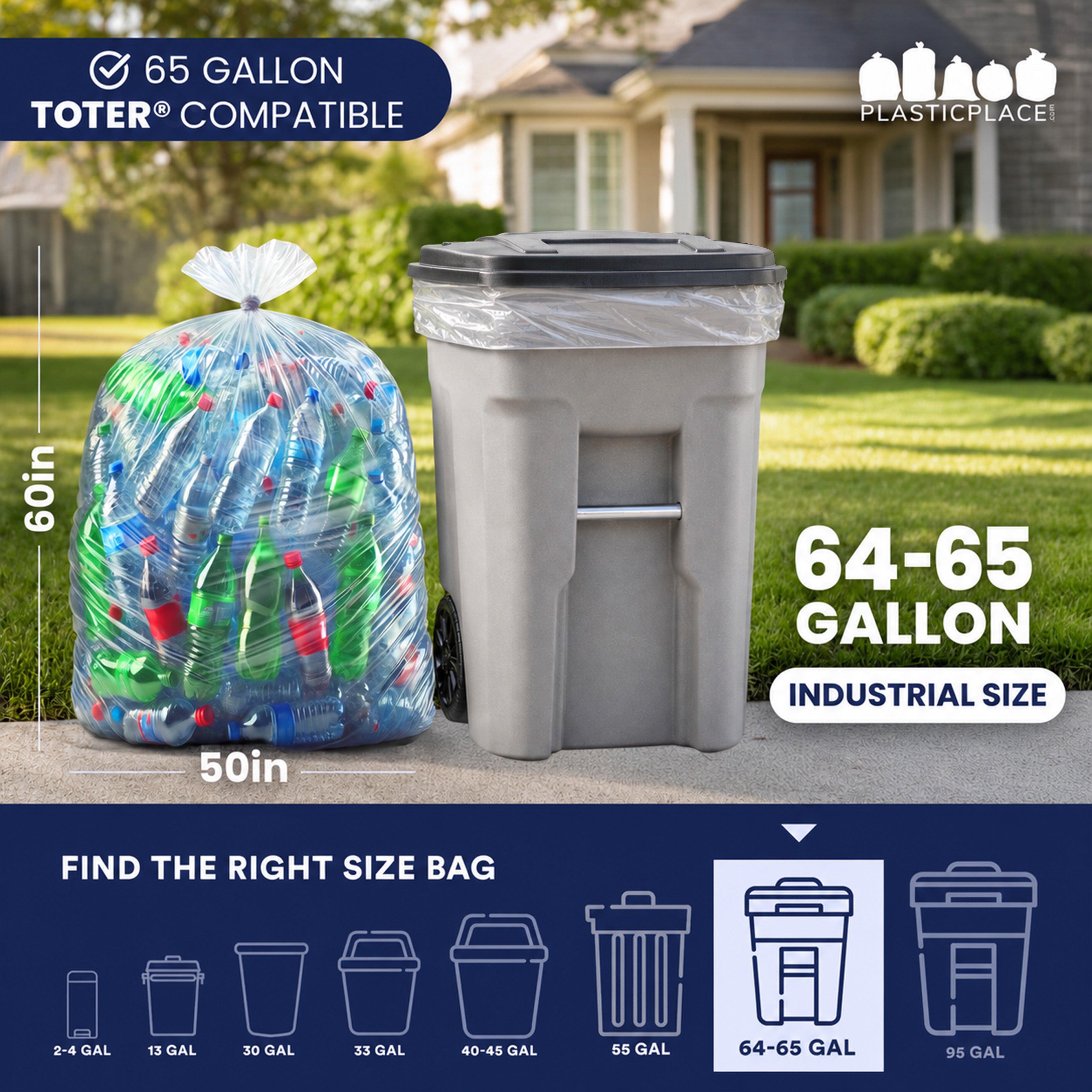 64 Gallon Toter® Compatible Trash Bags - 1.5 Mil - 50/Case