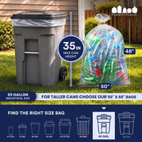 65 Gallon Trash Bags - 1.5 Mil - 50/Case