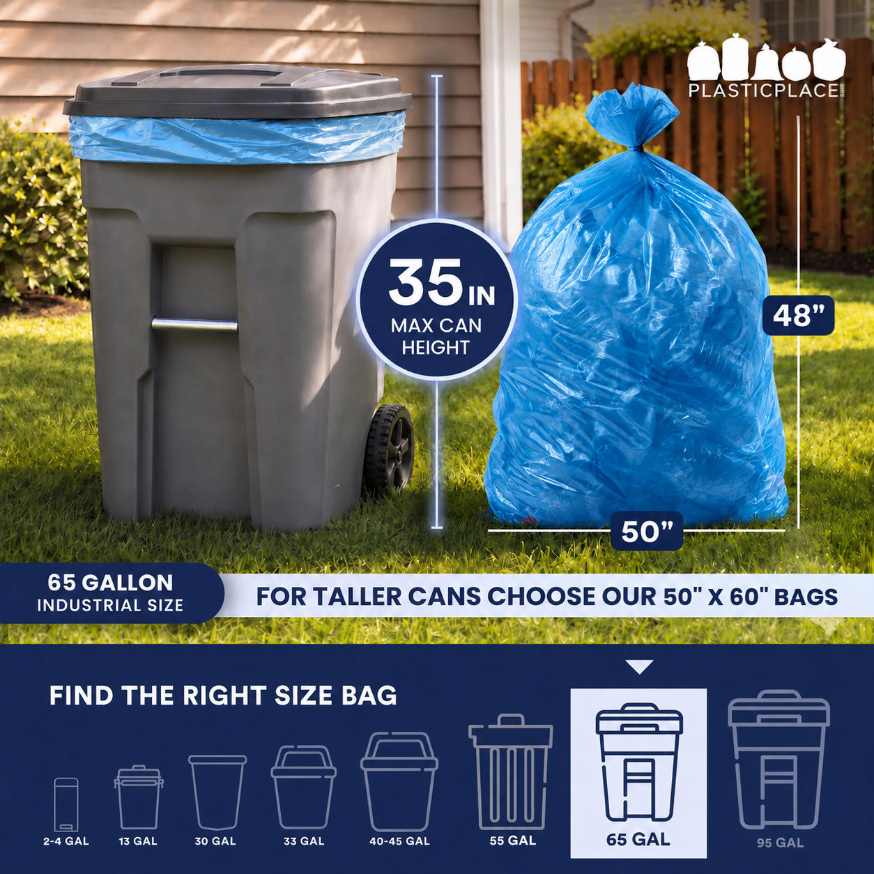 65 Gallon Recycling Bags - 1.5 Mil - 50/Case