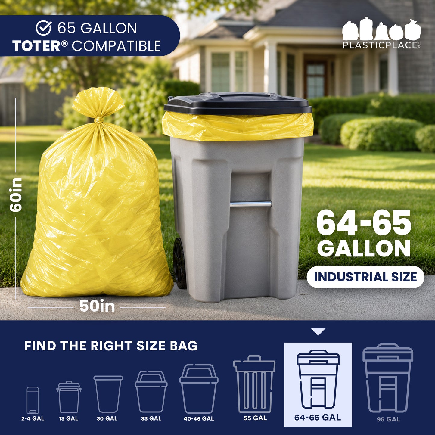 64 Gallon Toter® Compatible Trash Bags - 1.5 Mil - 50/Case