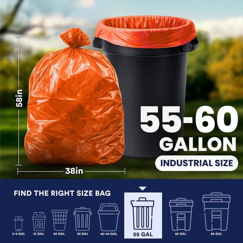 55-60 Gallon Trash Bags - 1.2 Mil - 50/Case