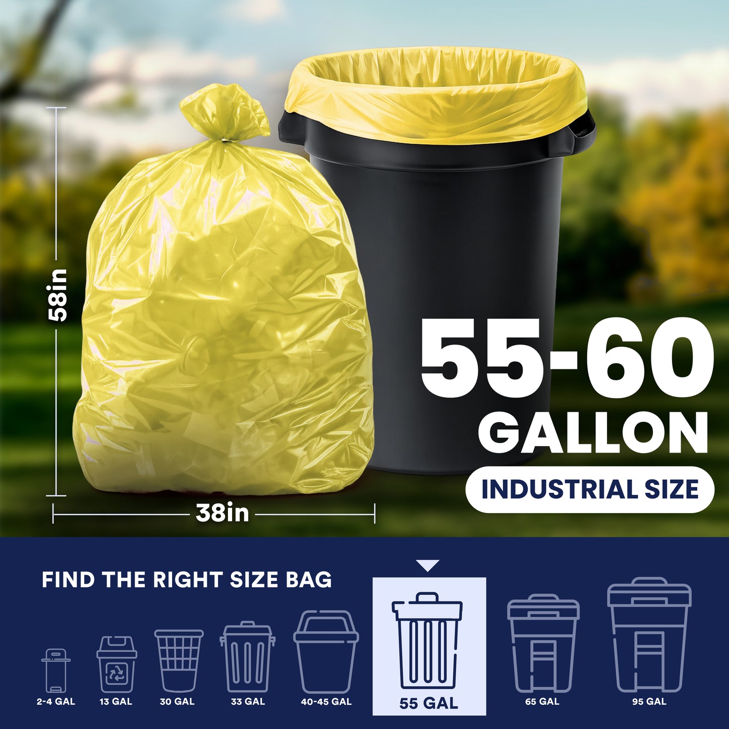 55-60 Gallon Trash Bags - 1.2 Mil - 50/Case