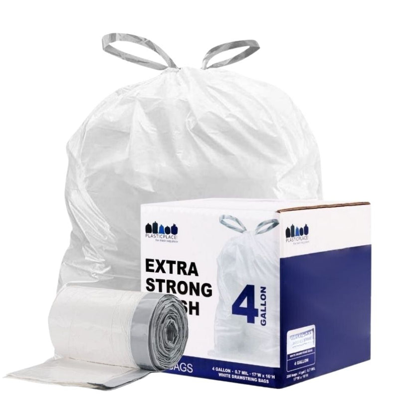 4 Gallon Drawstring Bags - 0.7 Mil - 100/Case