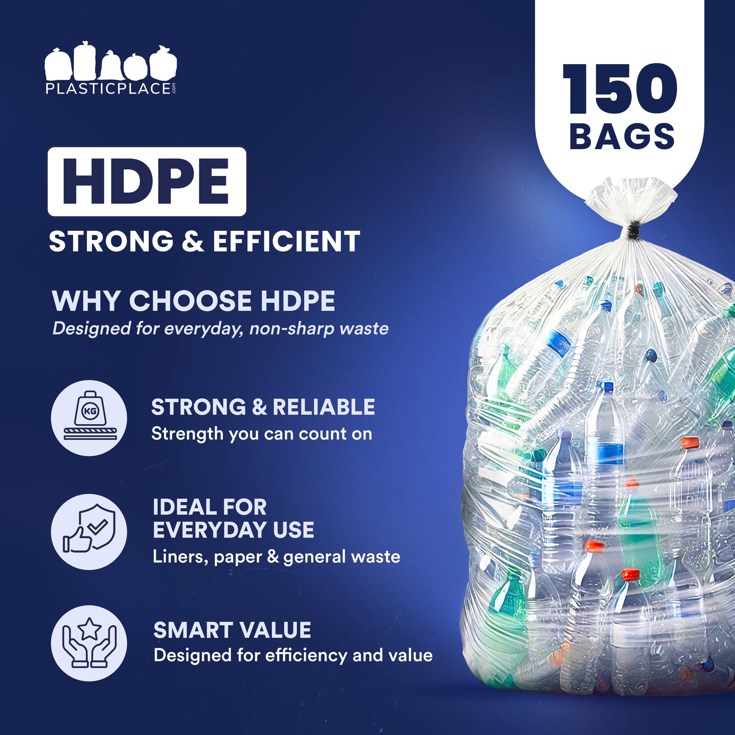 56 Gallon Glutton High Density Bags - 16 Micron - 150/Case