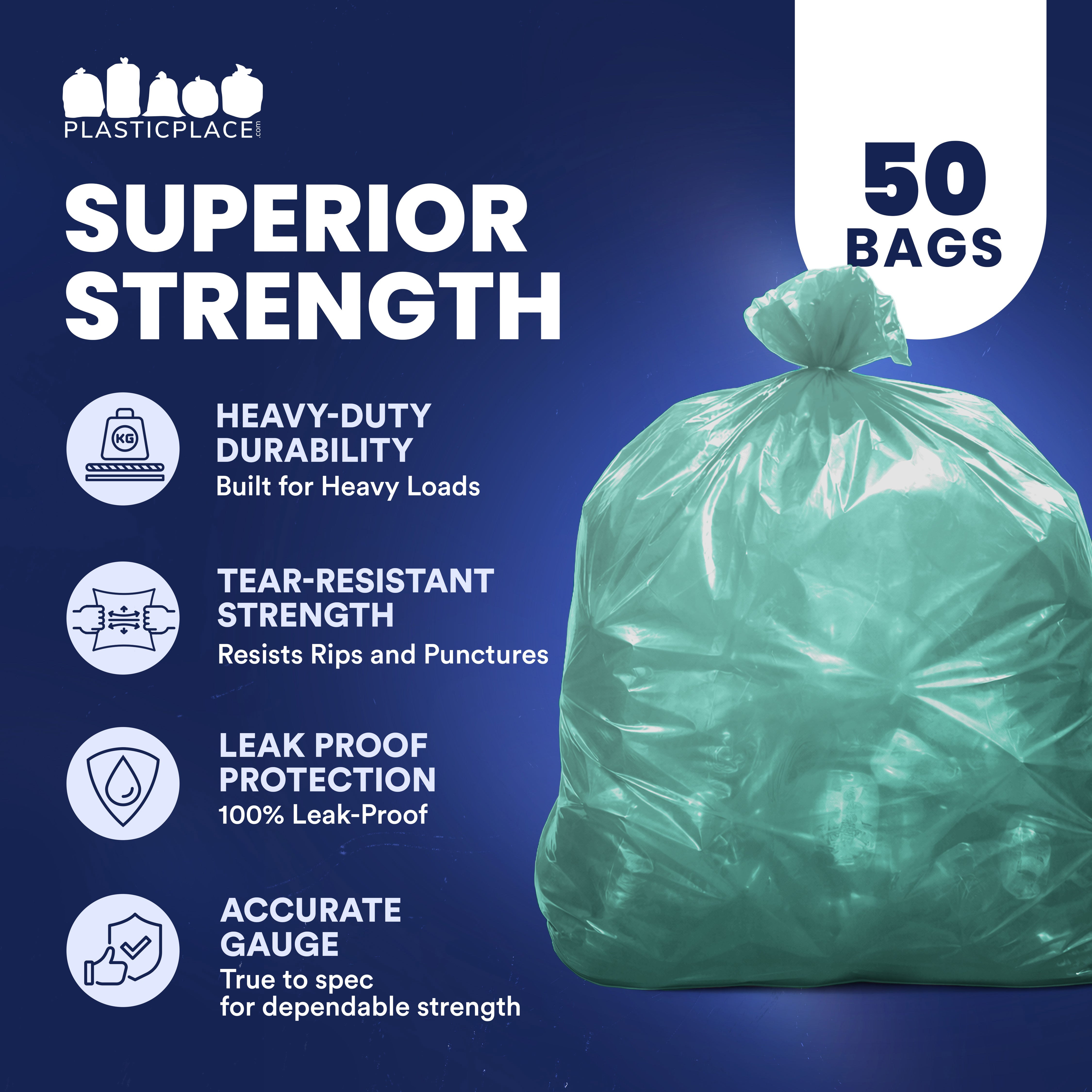 64 Gallon Toter Compatible Trash Bags - 1.5 Mil - 50/Case