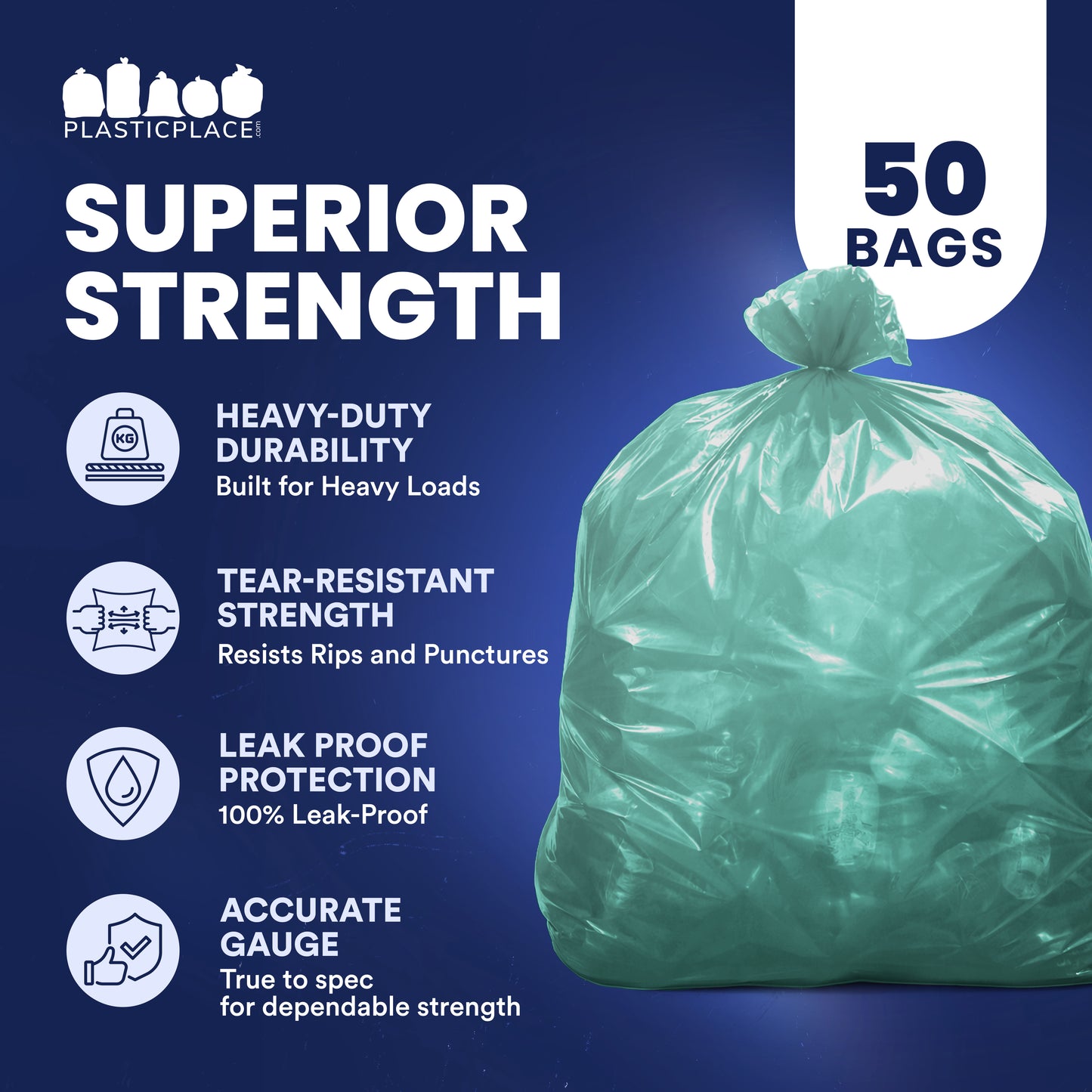 64 Gallon Toter Compatible Trash Bags - 1.5 Mil - 50/Case