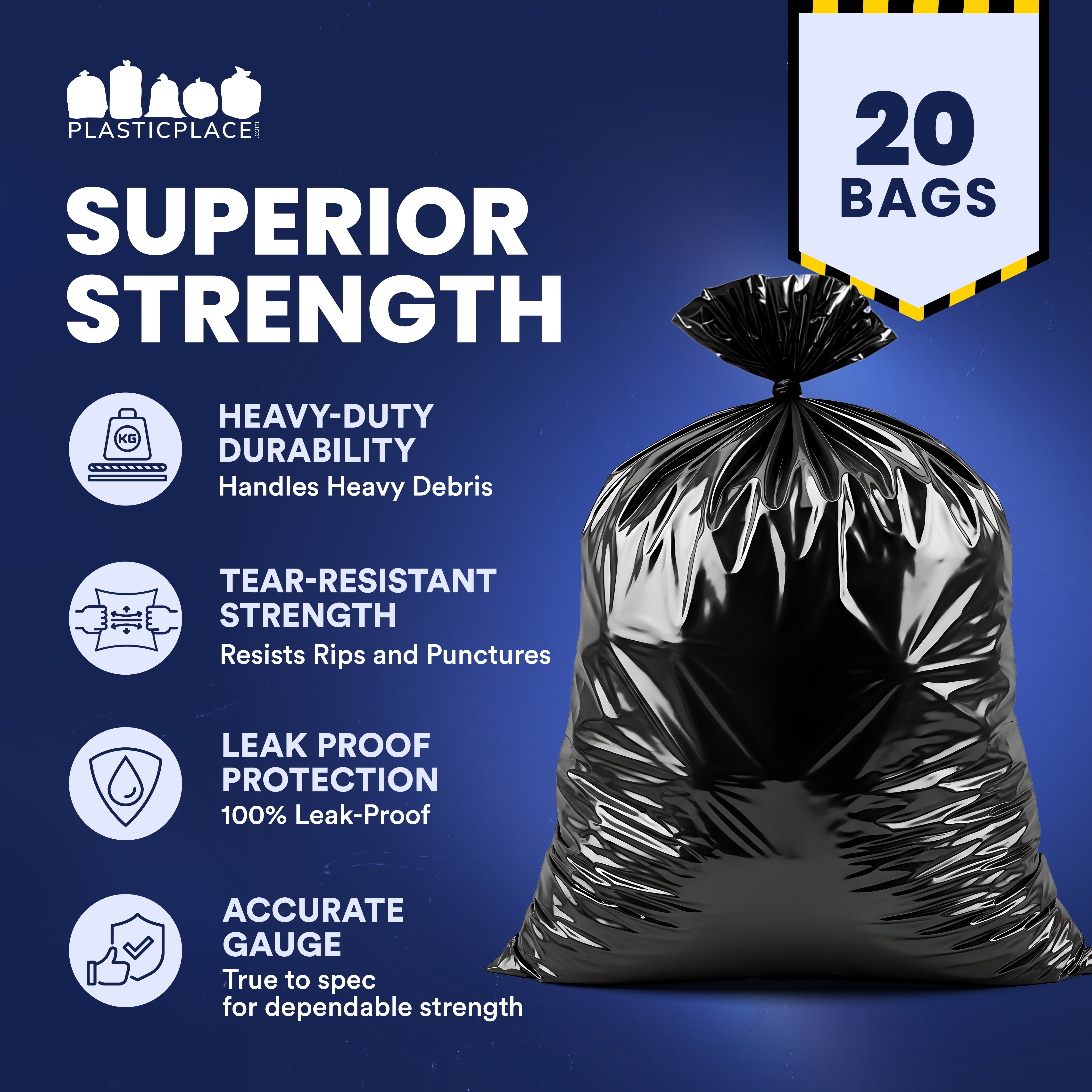 55-60 Gallon Contractor Bags - 6.0 Mil - 20/Case