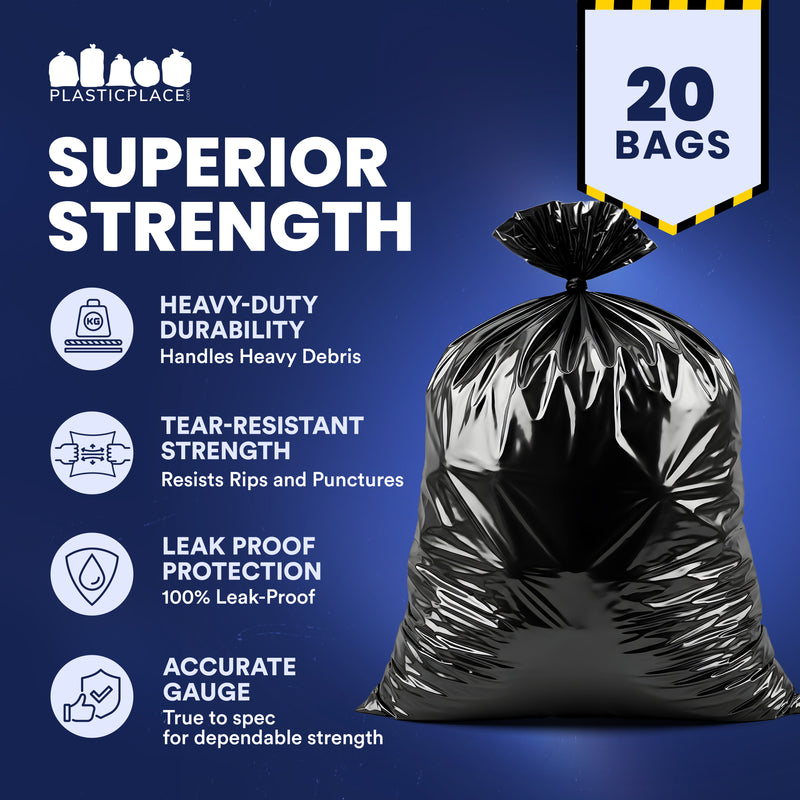 55-60 Gallon Contractor Bags - 6.0 Mil - 20/Case