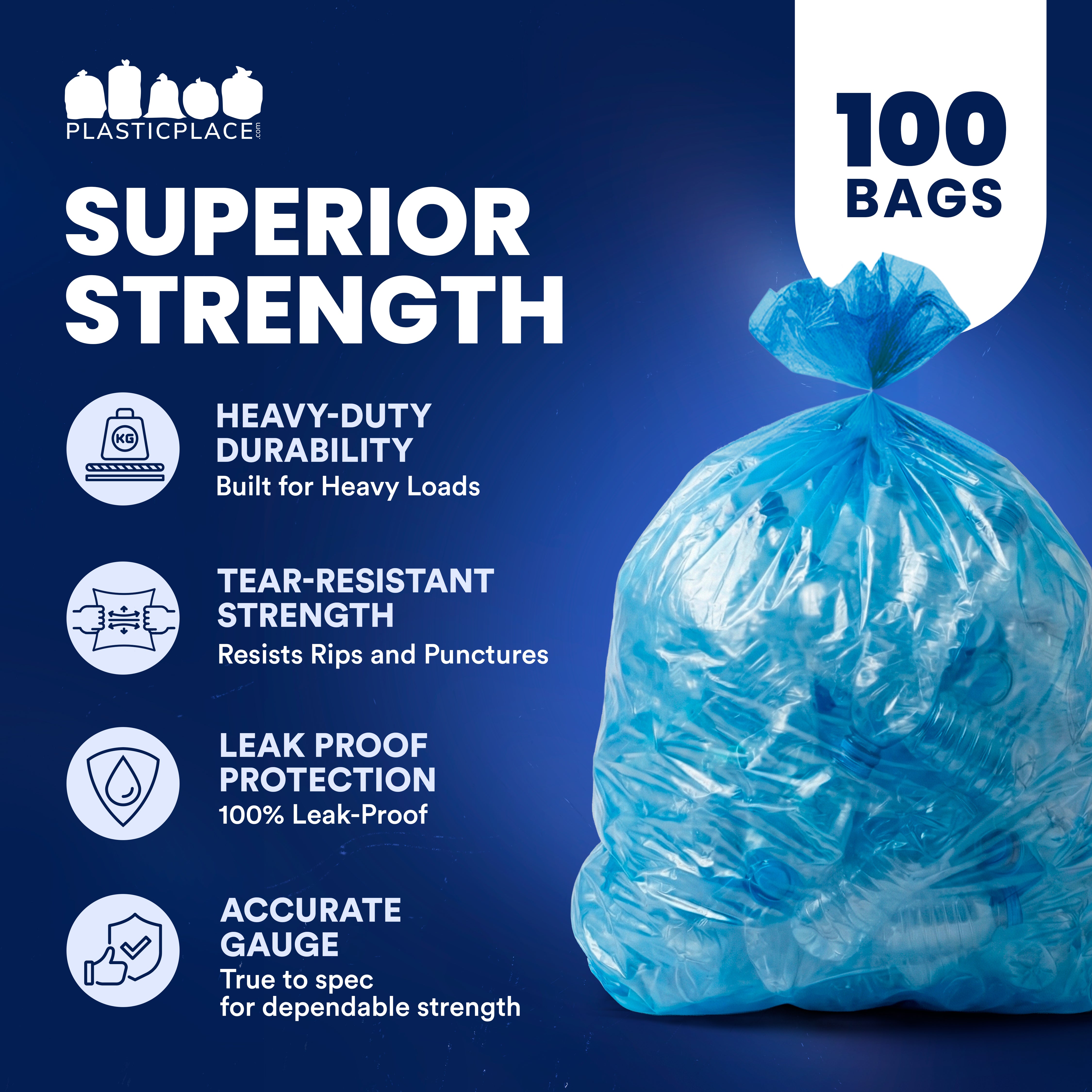 55 Gallon Recycling Bags - 1.5 Mil - 100/Case